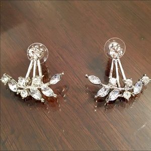 NWT! Silver Korean Zircon Crystal Earrings